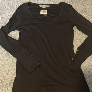 Chaser Black Long Sleeve Tee with Button Detail